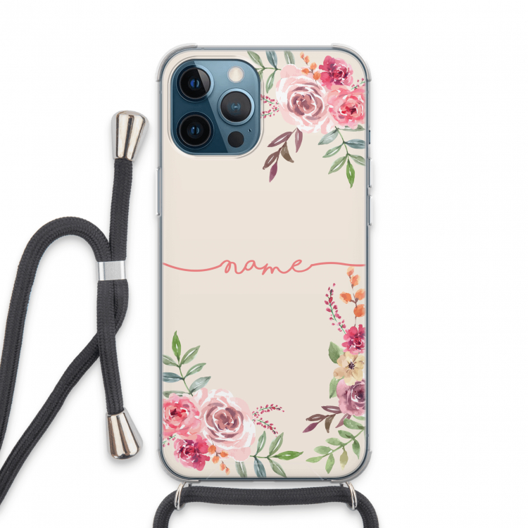 Rozen: iPhone 13 Pro Max Transparant Hoesje met koord