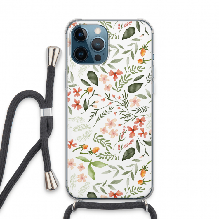 Sweet little flowers: iPhone 13 Pro Max Transparant Hoesje met koord