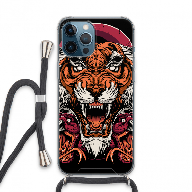 Tiger and Rattlesnakes: iPhone 13 Pro Max Transparant Hoesje met koord
