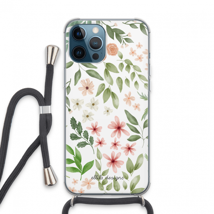 Botanical sweet flower heaven: iPhone 13 Pro Max Transparant Hoesje met koord