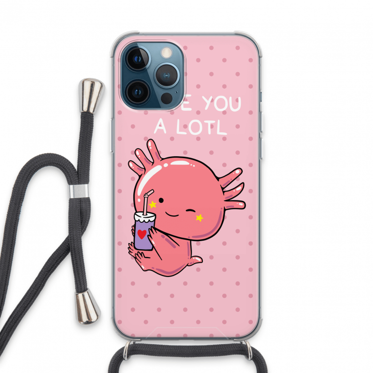 Love You A Lotl: iPhone 13 Pro Max Transparant Hoesje met koord