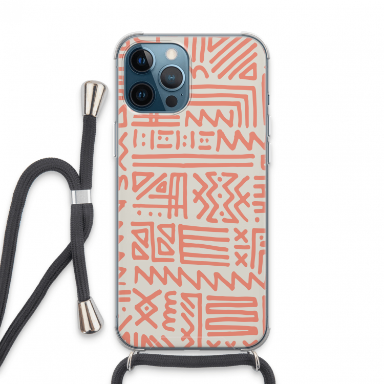Marrakech Pink: iPhone 13 Pro Max Transparant Hoesje met koord