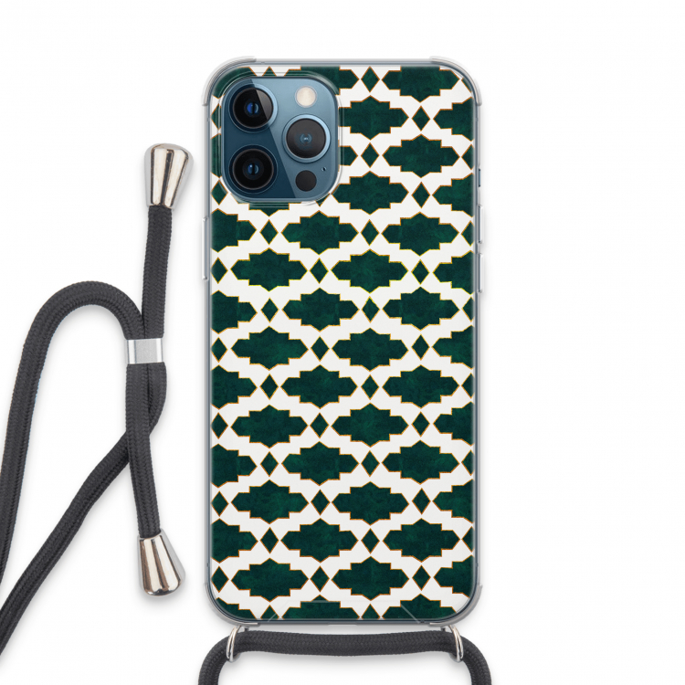 Moroccan tiles: iPhone 13 Pro Max Transparant Hoesje met koord