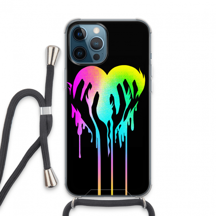 Hold My Heart: iPhone 13 Pro Max Transparant Hoesje met koord