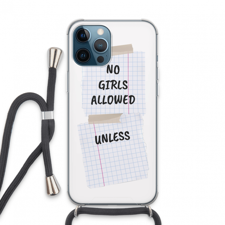 No Girls Allowed Unless: iPhone 13 Pro Max Transparant Hoesje met koord