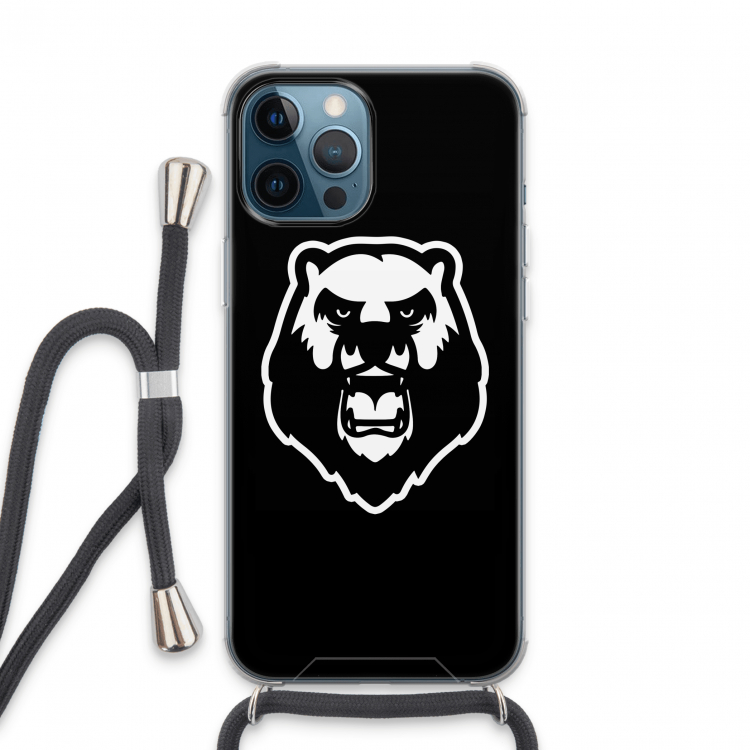 Angry Bear (black): iPhone 13 Pro Max Transparant Hoesje met koord
