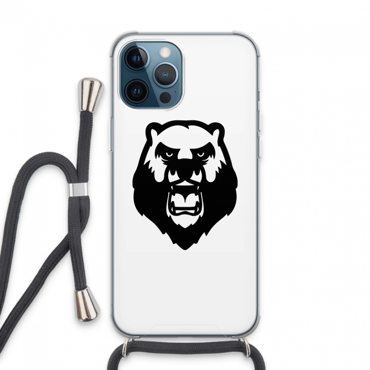 Angry Bear (white): iPhone 13 Pro Max Transparant Hoesje met koord