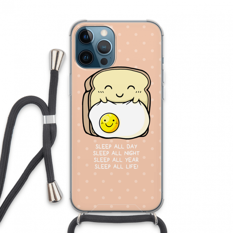 Sleep All Day: iPhone 13 Pro Max Transparant Hoesje met koord