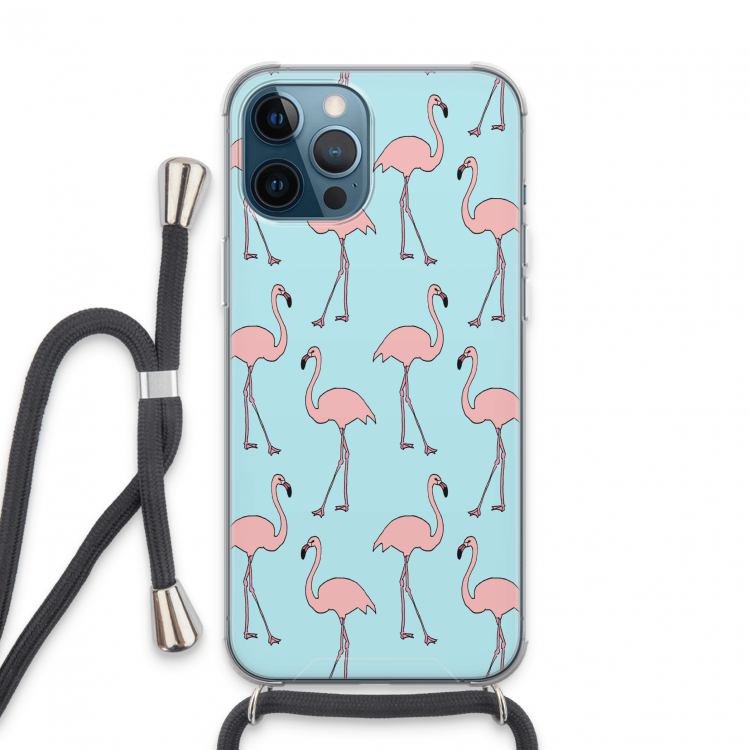 Anything Flamingoes: iPhone 13 Pro Max Transparant Hoesje met koord