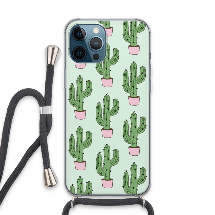 Cactus Lover: iPhone 13 Pro Max Transparant Hoesje met koord
