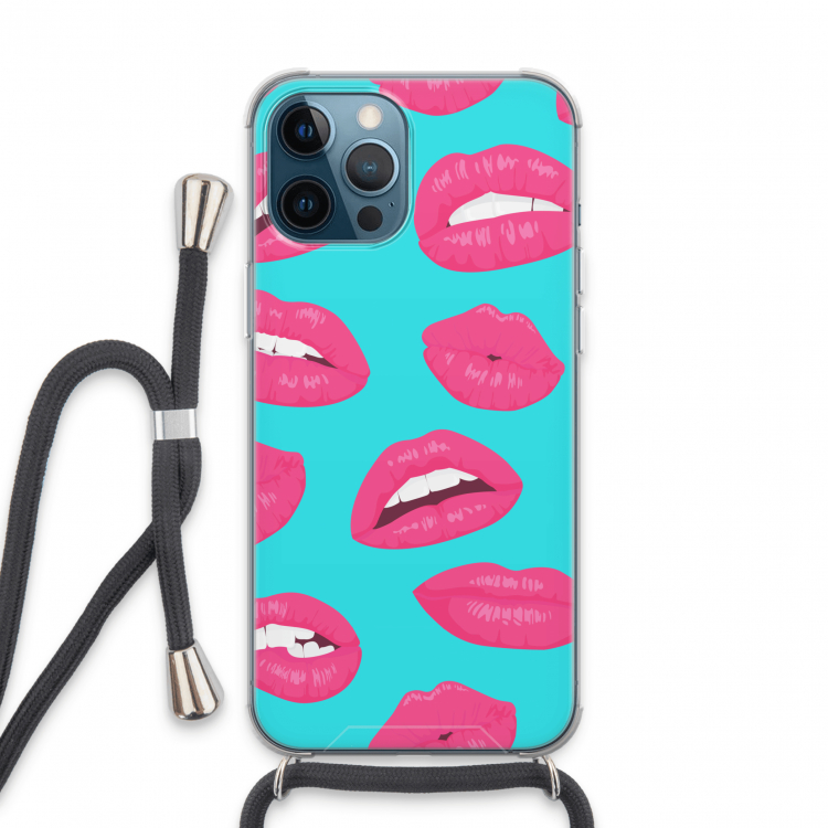 Bite my lip: iPhone 13 Pro Max Transparant Hoesje met koord