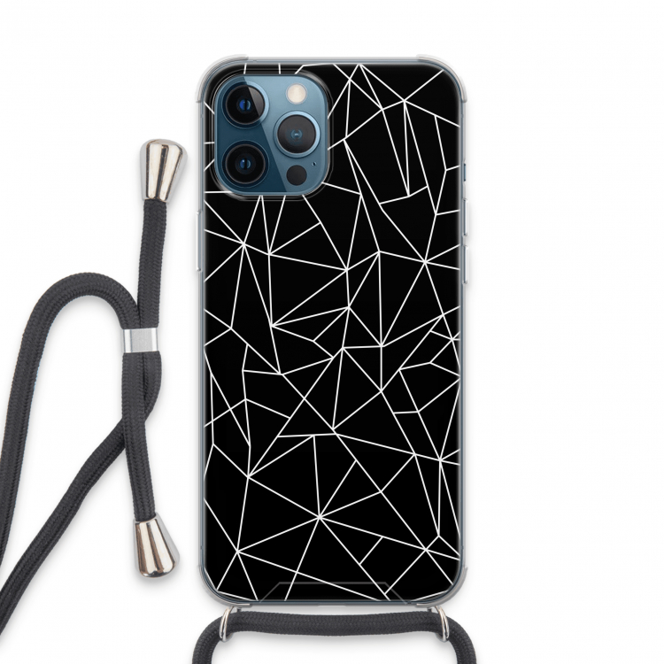 Geometrische lijnen wit: iPhone 13 Pro Max Transparant Hoesje met koord