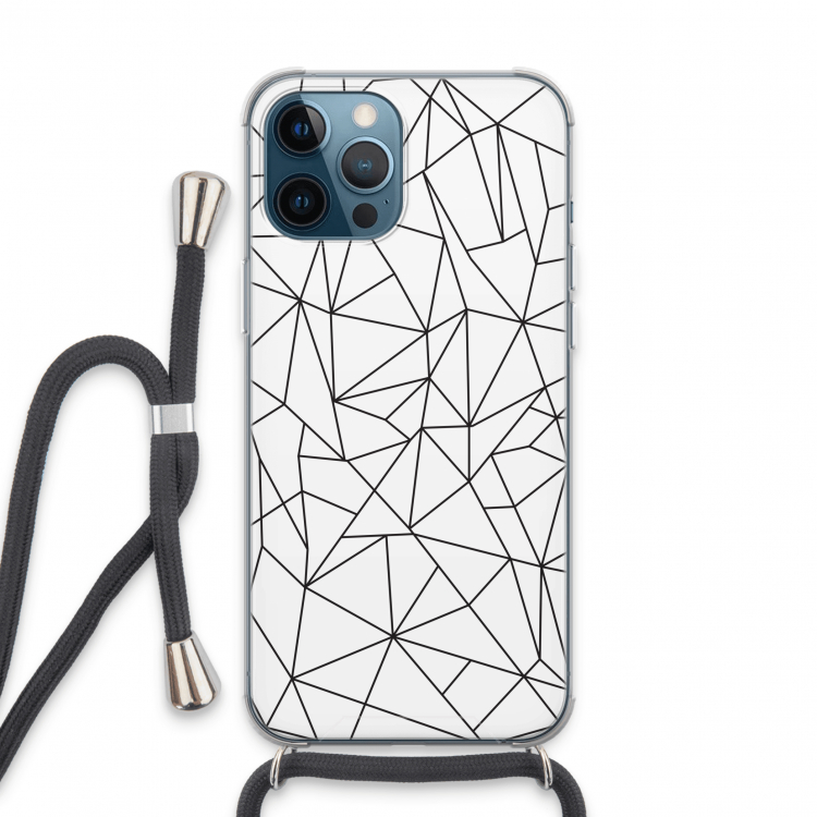 Geometrische lijnen zwart: iPhone 13 Pro Max Transparant Hoesje met koord