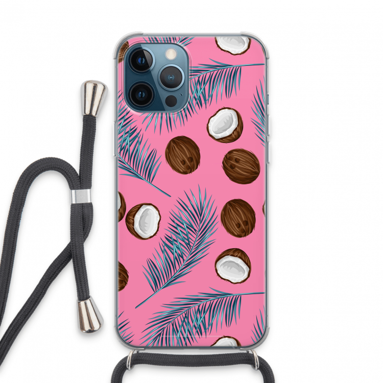 Kokosnoot roze: iPhone 13 Pro Max Transparant Hoesje met koord
