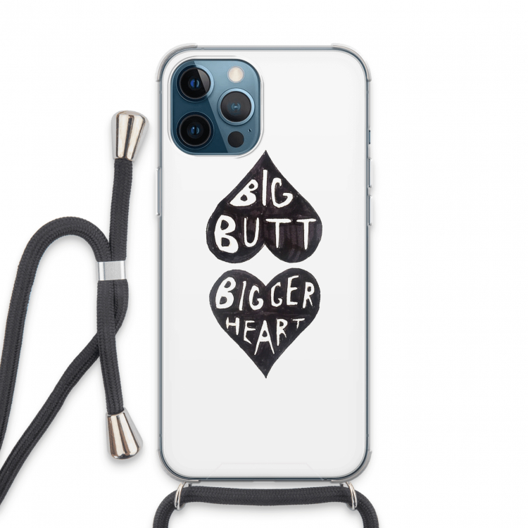 Big butt bigger heart: iPhone 13 Pro Max Transparant Hoesje met koord