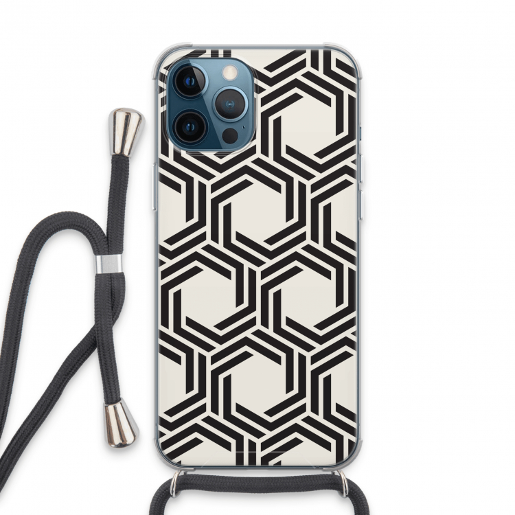 Geometrisch patroon: iPhone 13 Pro Max Transparant Hoesje met koord