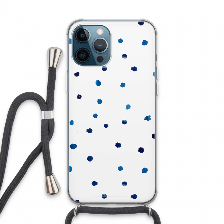 Blauwe stippen: iPhone 13 Pro Max Transparant Hoesje met koord