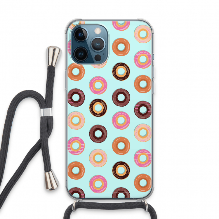 Donuts: iPhone 13 Pro Max Transparant Hoesje met koord