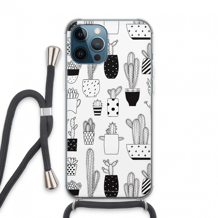 Cactusmotief: iPhone 13 Pro Max Transparant Hoesje met koord