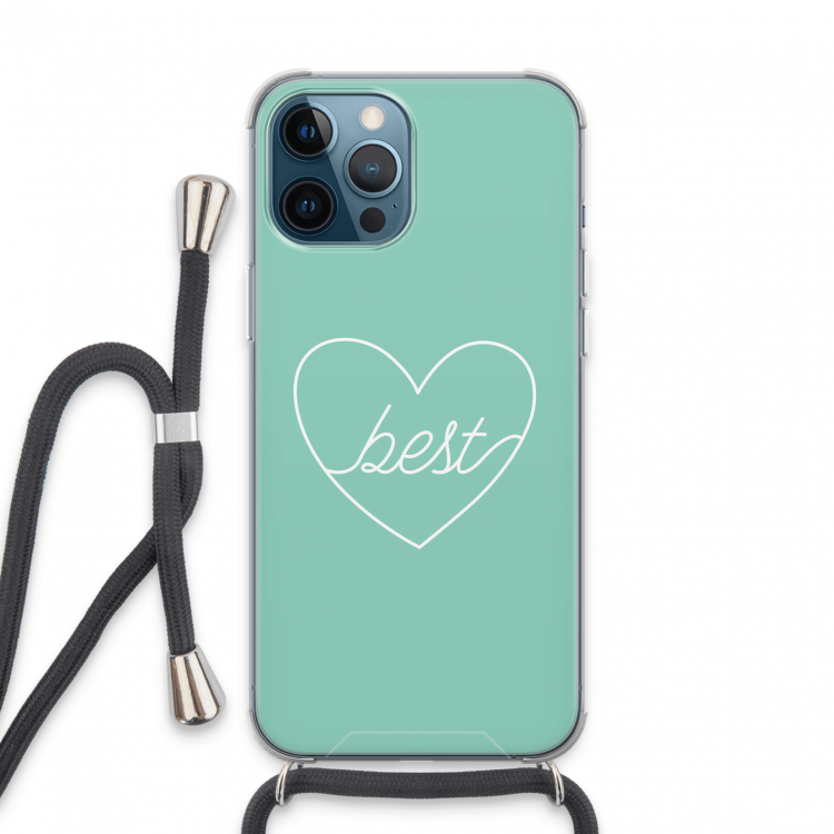 Best heart pastel: iPhone 13 Pro Max Transparant Hoesje met koord