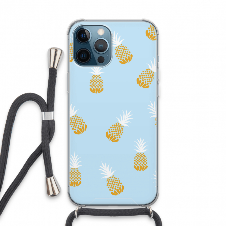 Ananasjes: iPhone 13 Pro Max Transparant Hoesje met koord