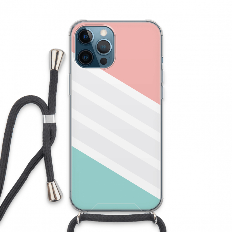 Strepen pastel: iPhone 13 Pro Max Transparant Hoesje met koord
