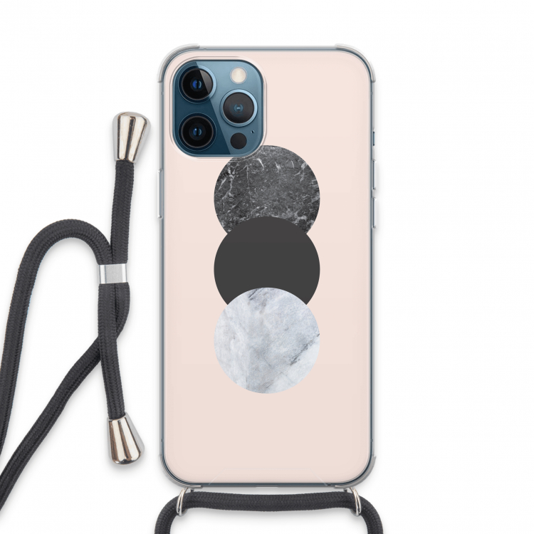 Marmeren cirkels: iPhone 13 Pro Max Transparant Hoesje met koord