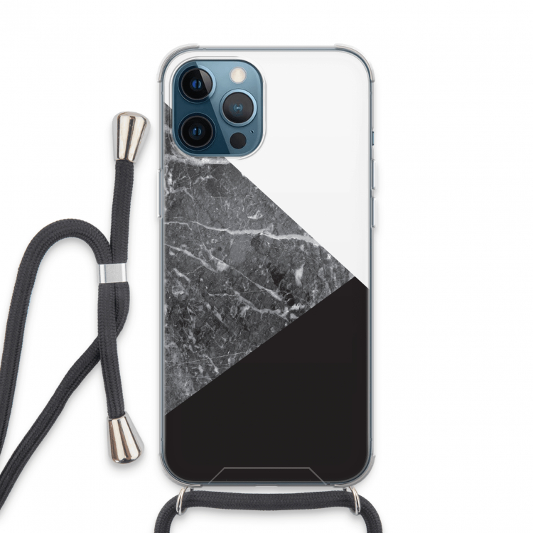 Combinatie marmer: iPhone 13 Pro Max Transparant Hoesje met koord