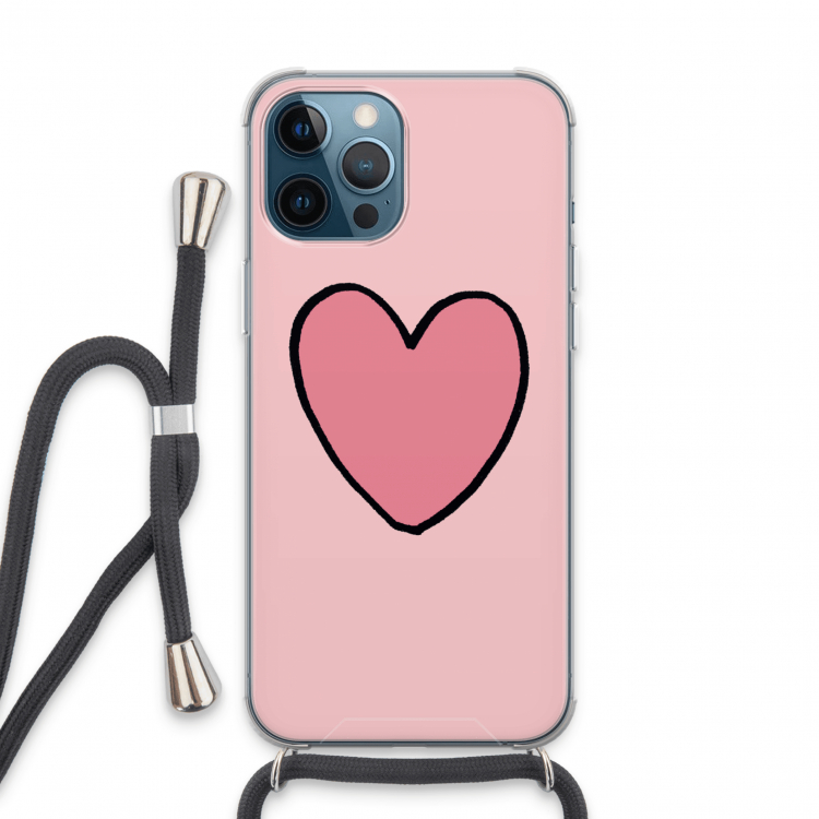 Hartje: iPhone 13 Pro Max Transparant Hoesje met koord