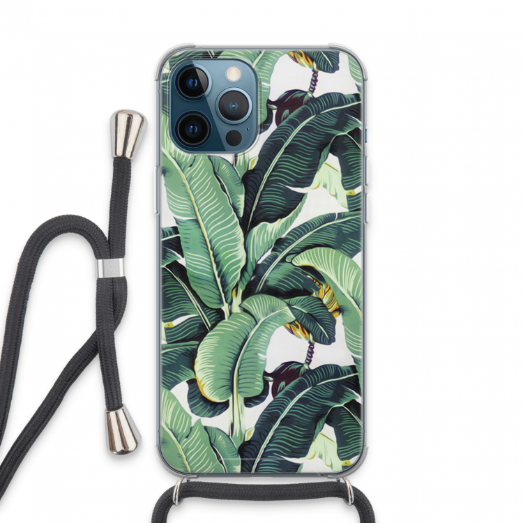 Bananenbladeren: iPhone 13 Pro Max Transparant Hoesje met koord