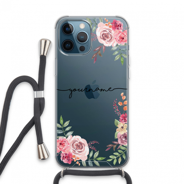 Rozen: iPhone 13 Pro Max Transparant Hoesje met koord