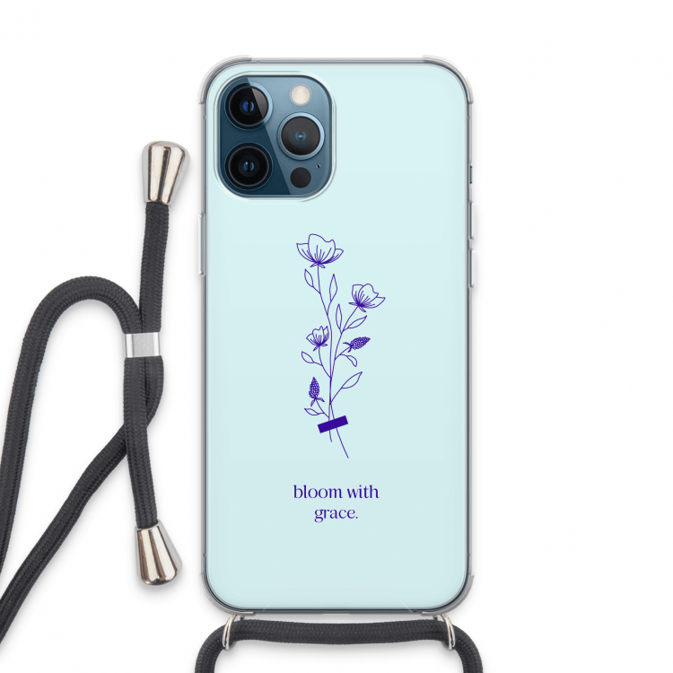 Bloom with grace: iPhone 13 Pro Max Transparant Hoesje met koord