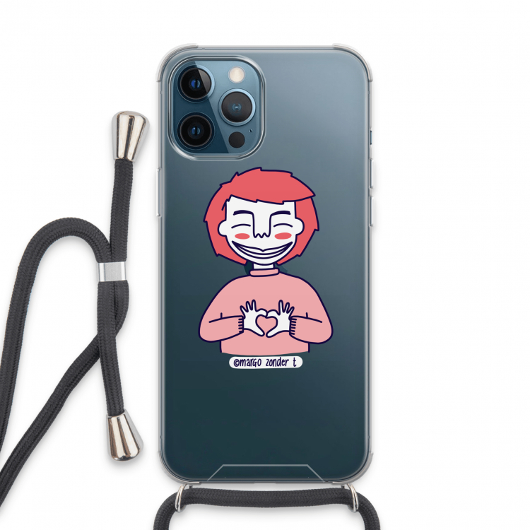 Hartje: iPhone 13 Pro Max Transparant Hoesje met koord