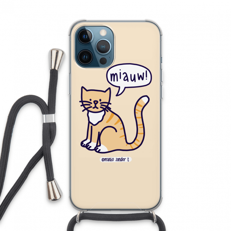 Miauw: iPhone 13 Pro Max Transparant Hoesje met koord