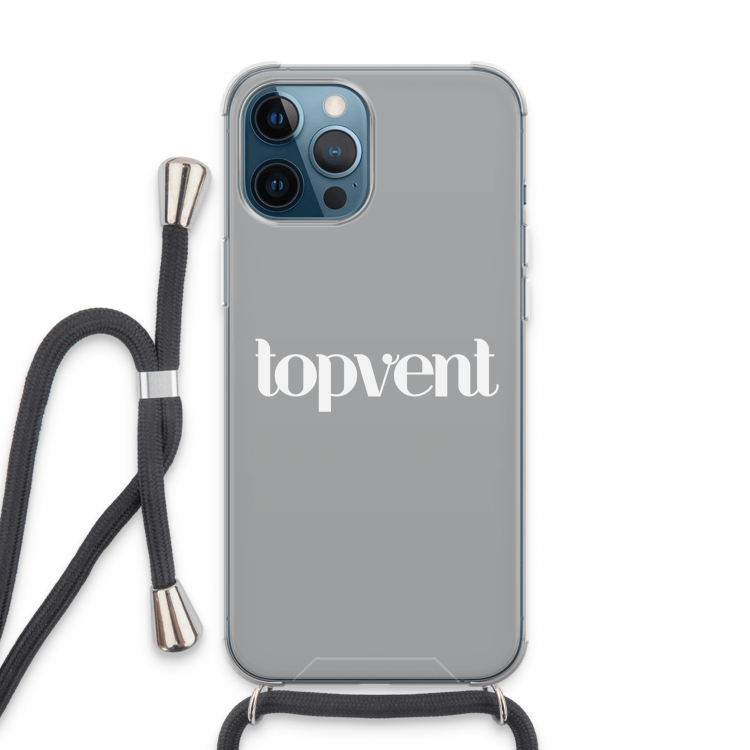 Topvent Grijs Wit: iPhone 13 Pro Max Transparant Hoesje met koord