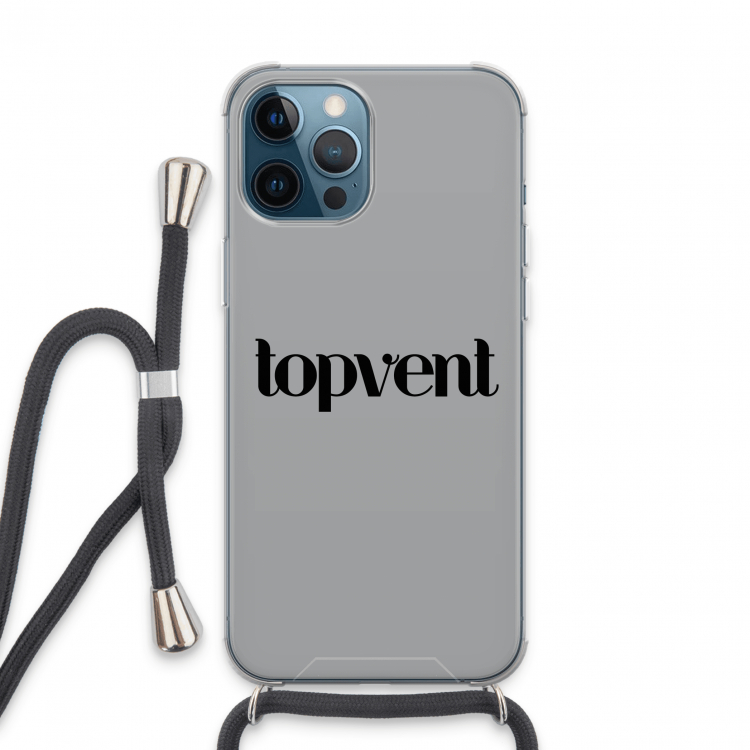 Topvent Grijs Zwart: iPhone 13 Pro Max Transparant Hoesje met koord