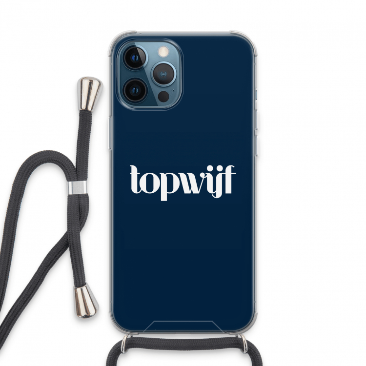 Topwijf Navy: iPhone 13 Pro Max Transparant Hoesje met koord