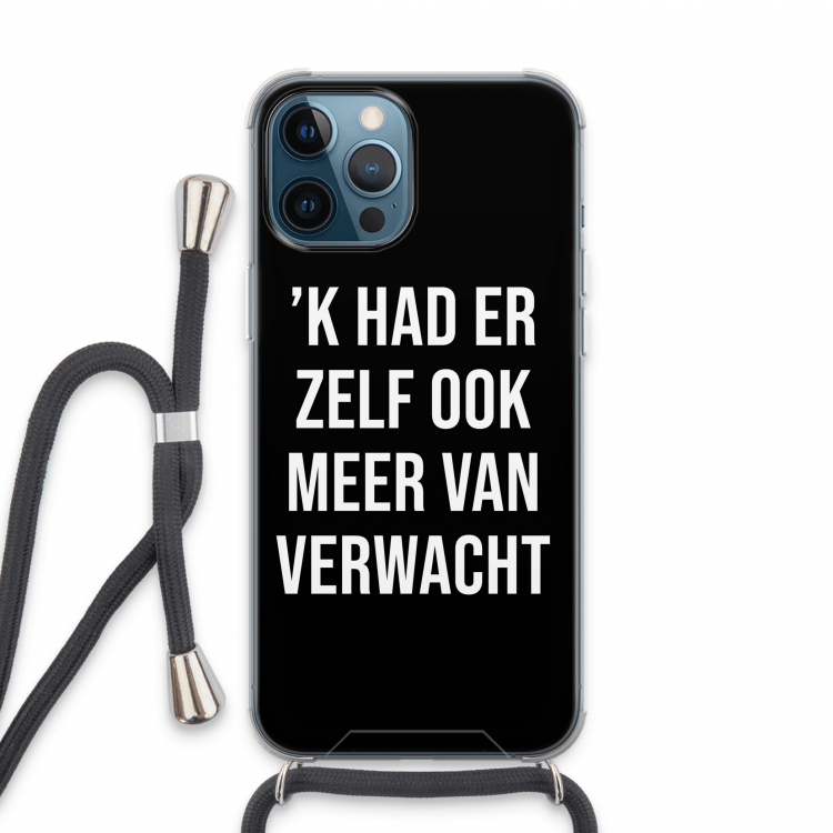 Meer verwacht - Zwart: iPhone 13 Pro Max Transparant Hoesje met koord