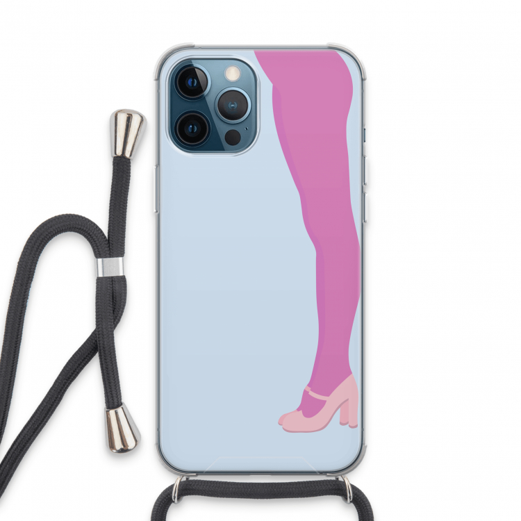 Pink panty: iPhone 13 Pro Max Transparant Hoesje met koord