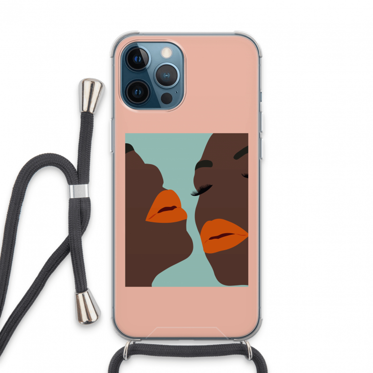 Orange lips: iPhone 13 Pro Max Transparant Hoesje met koord