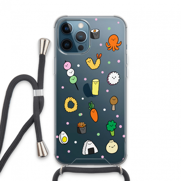Happy bento friends: iPhone 13 Pro Max Transparant Hoesje met koord