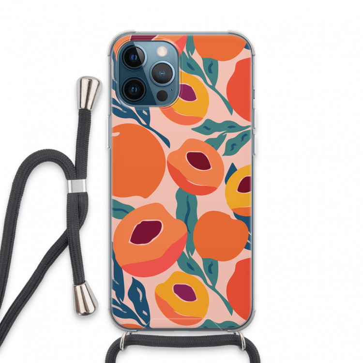 Perzik: iPhone 13 Pro Max Transparant Hoesje met koord