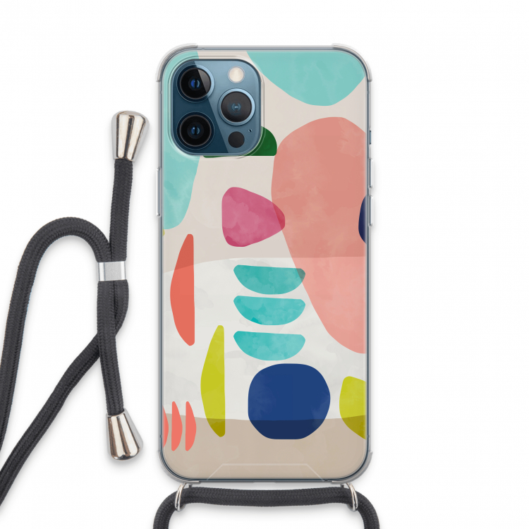 Bold Rounded Shapes: iPhone 13 Pro Max Transparant Hoesje met koord