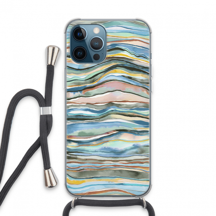 Watercolor Agate: iPhone 13 Pro Max Transparant Hoesje met koord