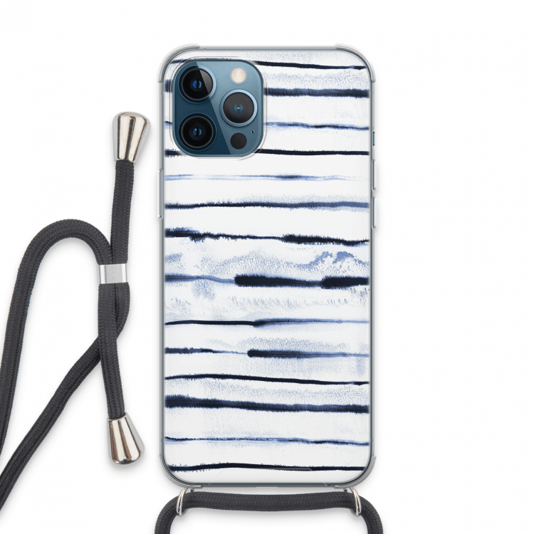 Ink Stripes: iPhone 13 Pro Max Transparant Hoesje met koord