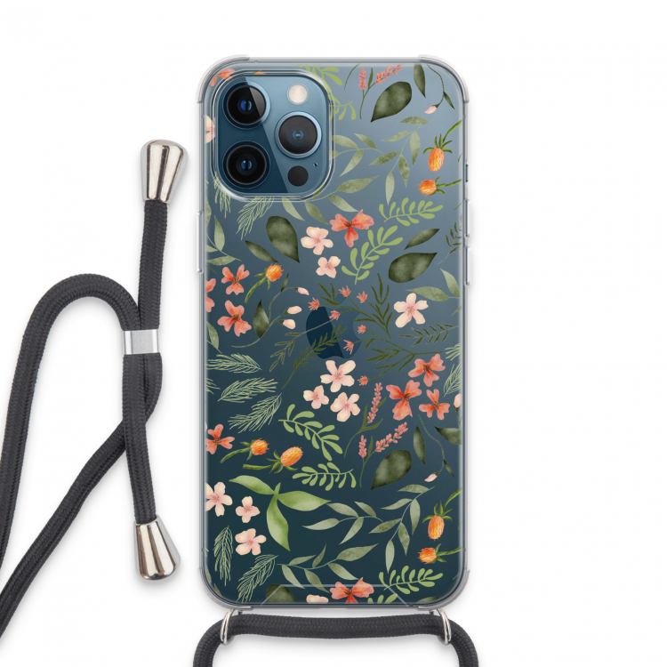 Sweet little flowers: iPhone 13 Pro Max Transparant Hoesje met koord
