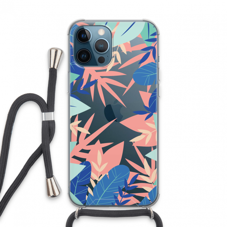 Tropisch: iPhone 13 Pro Max Transparant Hoesje met koord