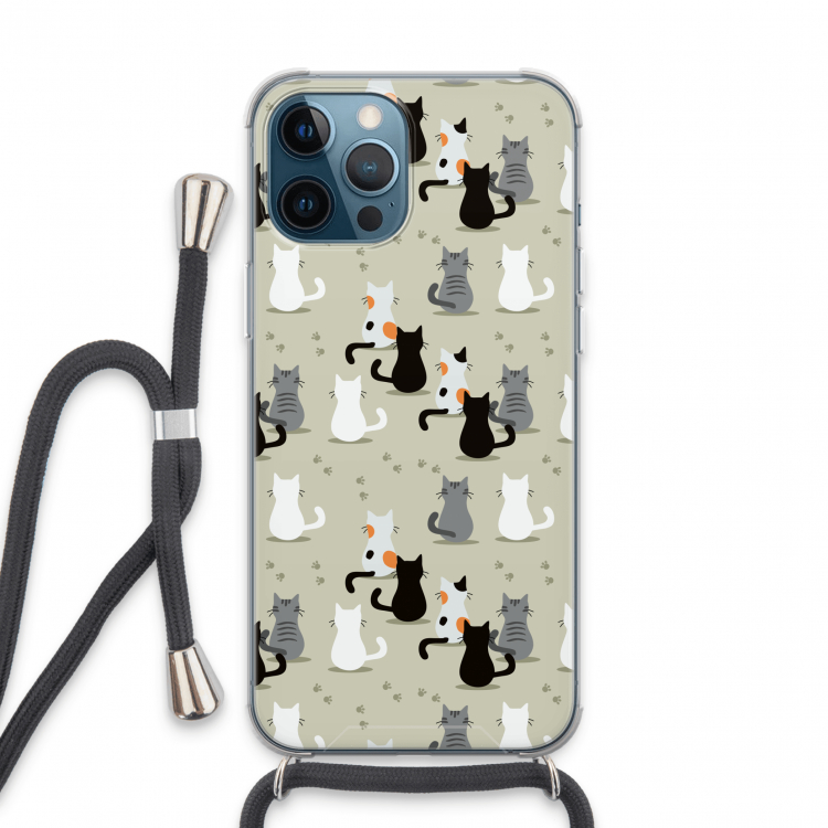 Katten: iPhone 13 Pro Max Transparant Hoesje met koord