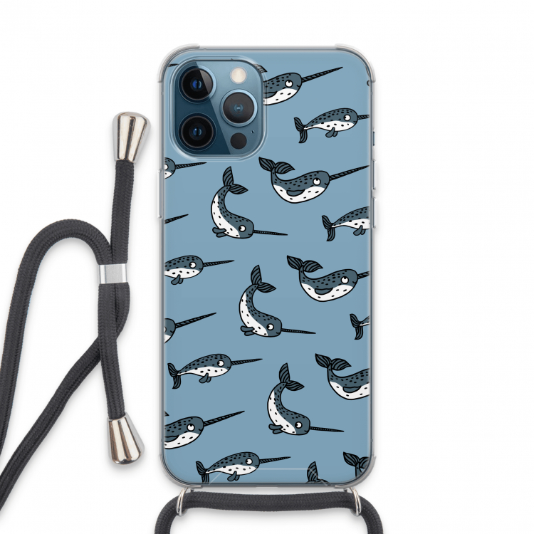 Narwhal: iPhone 13 Pro Max Transparant Hoesje met koord