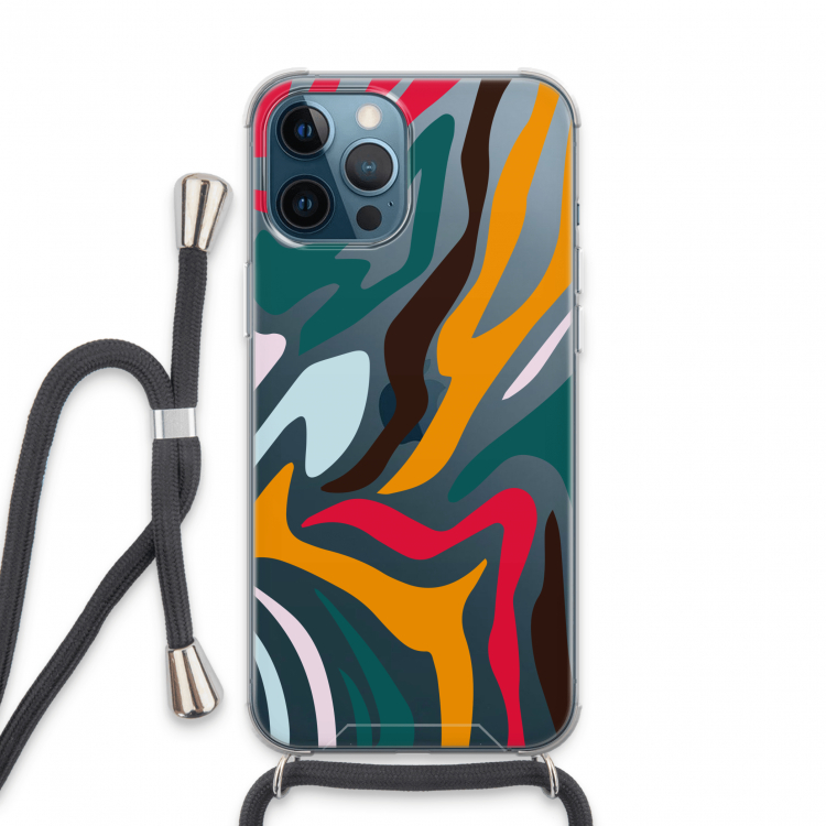 Colored Zebra: iPhone 13 Pro Max Transparant Hoesje met koord